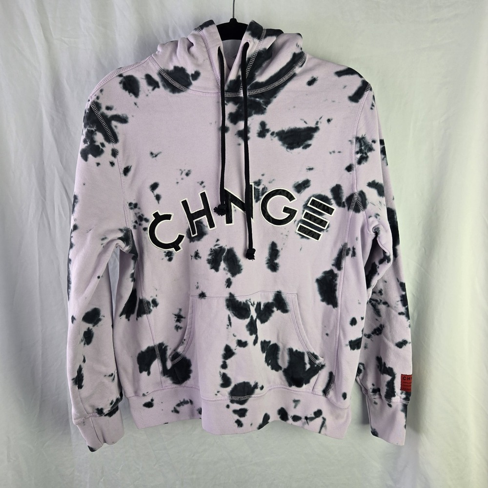 CHNGE Violet Splotch Tie‎ Die University Hoodie Sweatshirt Small Organic Cotton